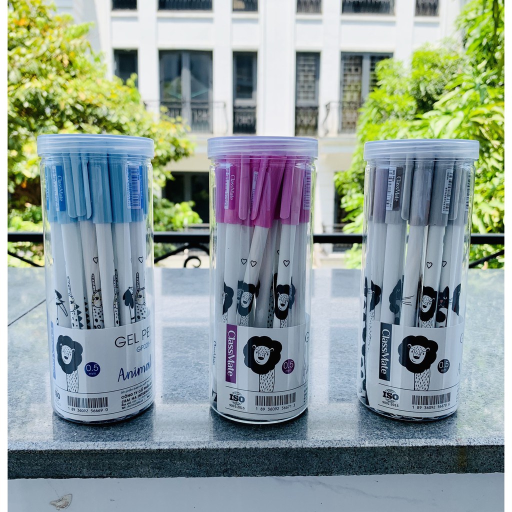 Combo 2 chiếc bút gel 0.5mm animals gp02-an classmate - tím/xanh/đen