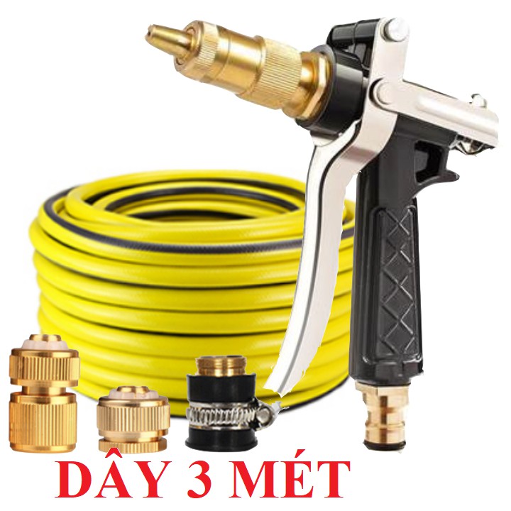 [SKM] Bộ dây vòi xịt nước rửa xe, tưới cây .tăng áp 3 lần,loại 3m, 5m 206236 đầu đồng,cút đồng,nối đồng+ tặng móc khoá TLG