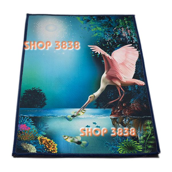 Thảm lót sàn chùi chân họa tiết 3d hạc hồng