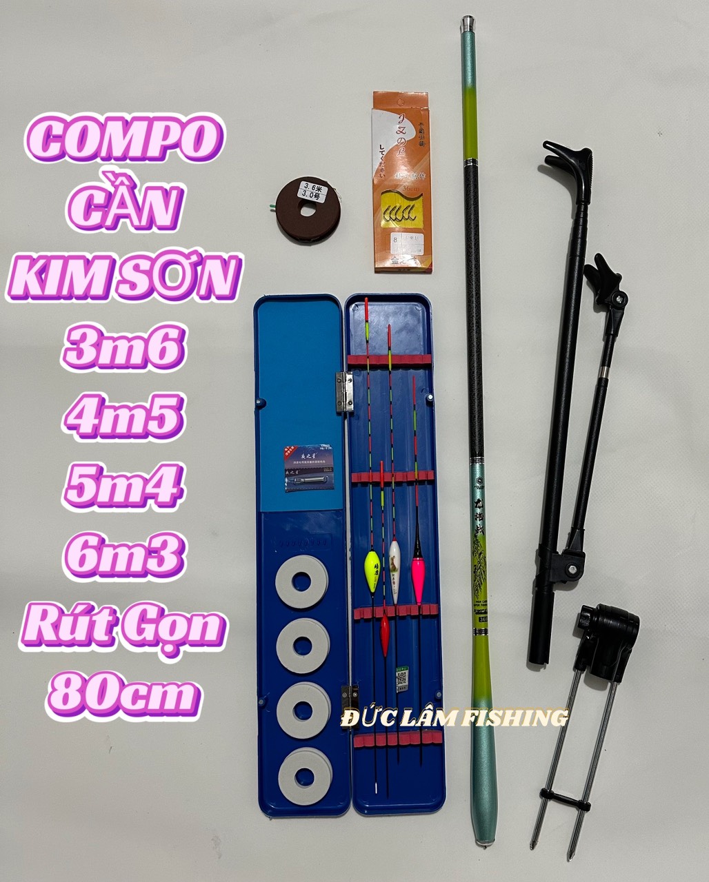 Compo cần câu tay kim sơn 3h chuyên rô diếc - đồ câu đức lâm
