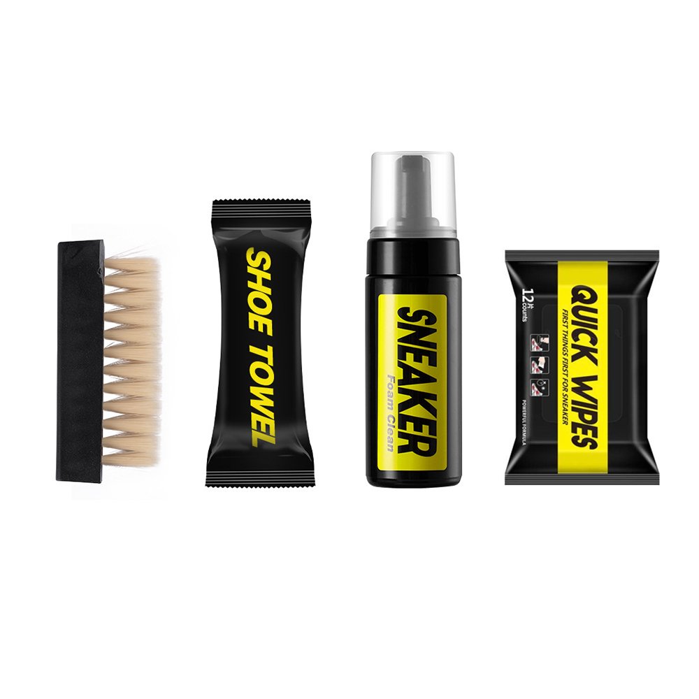Bộ vệ sinh giày sneaker 4 món gồm bình xịt tạo bọt dung tích 150ml kèm khăn mềm, giấy lau và bàn chải