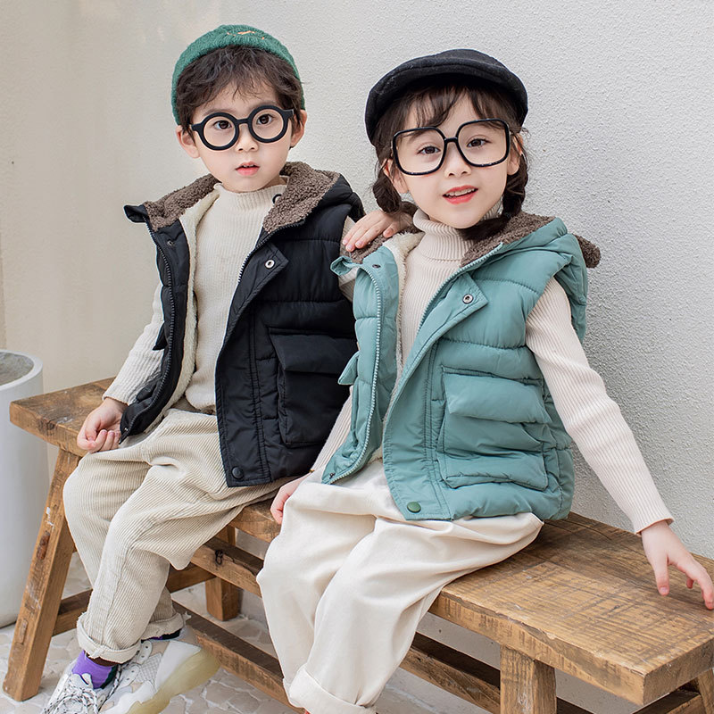 Áo khoác gile cho bé tai gấu đáng yêu Áo gile phao lót lông