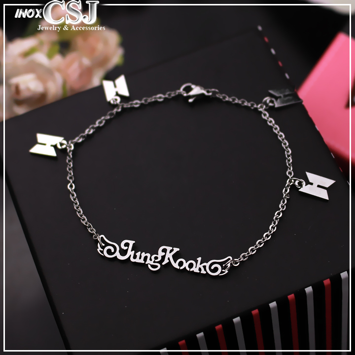 LẮC TAY NỮ INOX JUNGKOOK, THÀNH VIÊN BTS, NHÓM NHẠC KPOP HÀN QUỐC