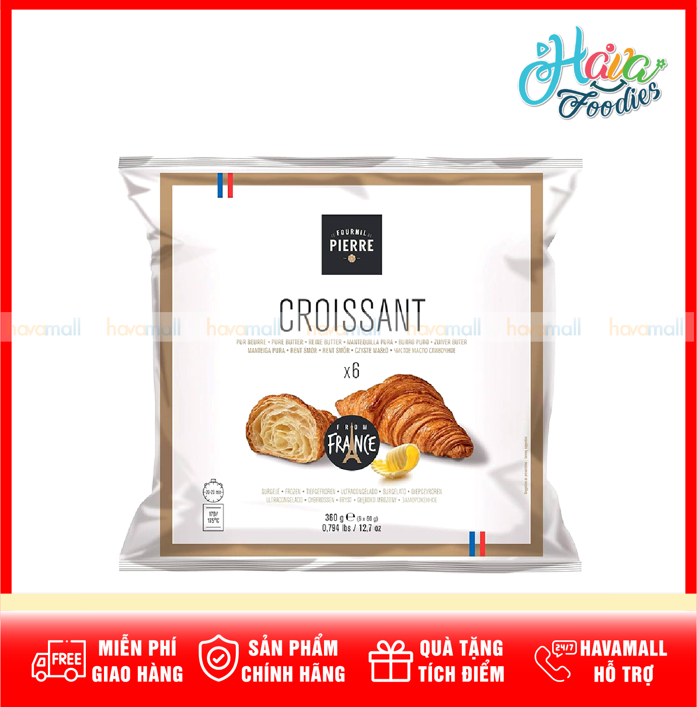 Bánh Croissants Ngàn Lớp Le Fournil De Pierre 360g – Frozen Croissant