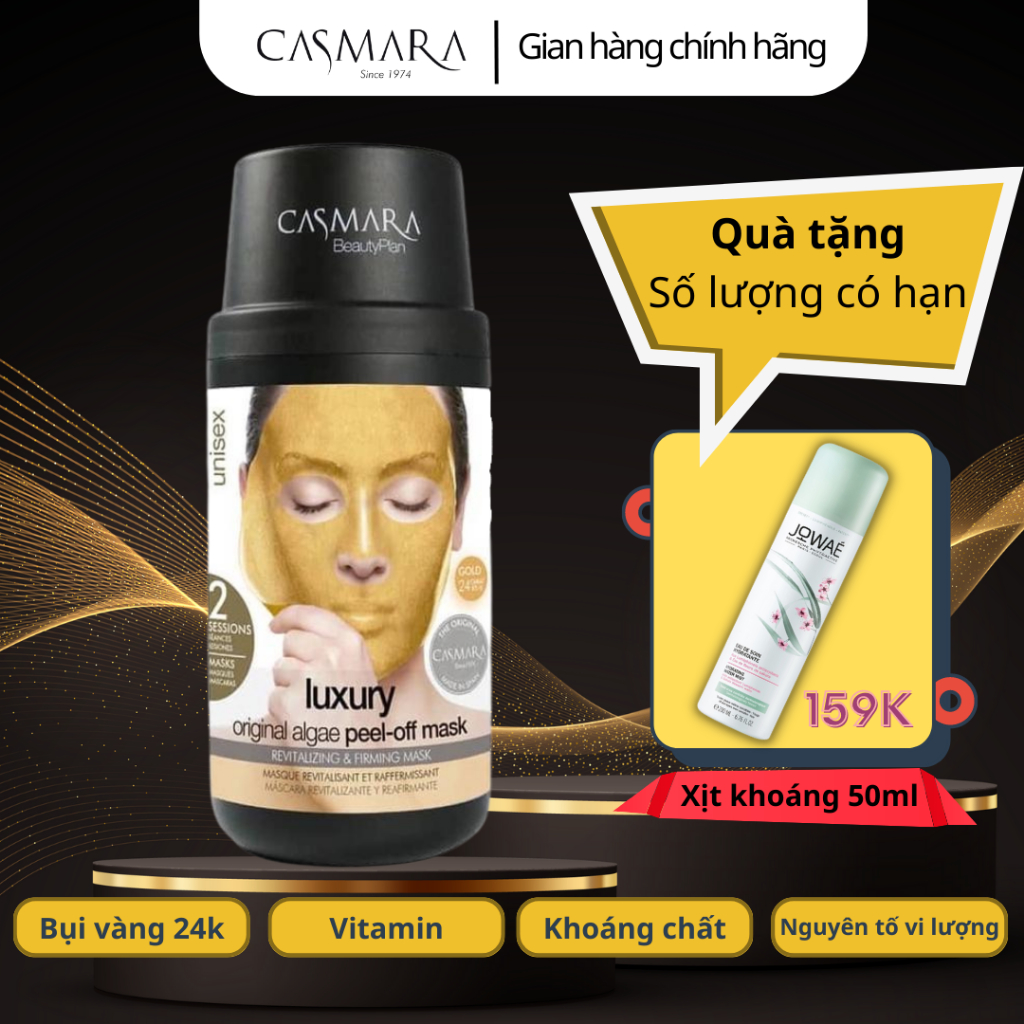 Hộp 2 set mặt nạ vàng 24k casmara luxury mask kit dưỡng da xỉn màu, lão hóa - nhập khẩu tây ban nha