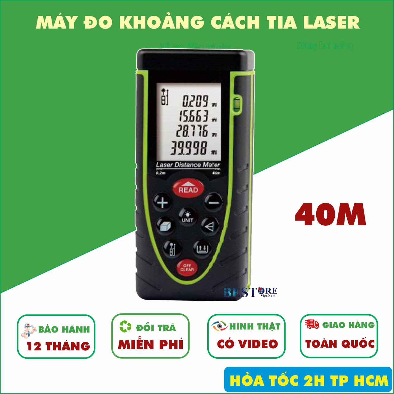 Máy đo khoảng cách từ xa bằng tia laser 40m thước đo laze 40m đo chính xác tuyệt đối tiện dụng