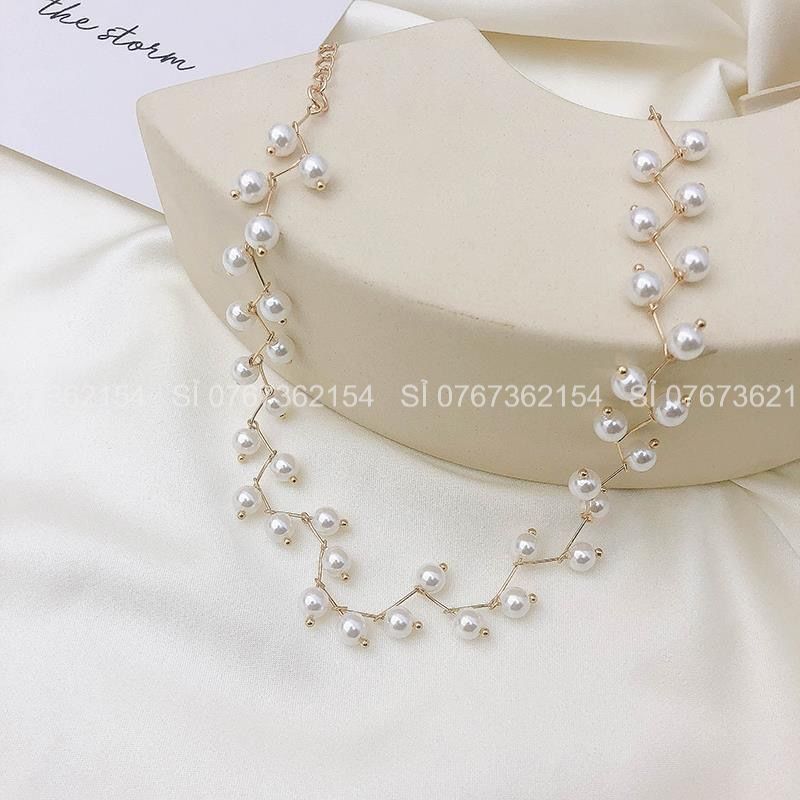 Dây Chuyền Chocker Nữ Đính Đá/Đính Ngọc Trai Nhân Tạo