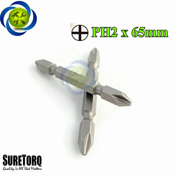 Mũi vặn vít 2 đầu ph2 suretorq 1673-0302 pl màu xám dài 65mm