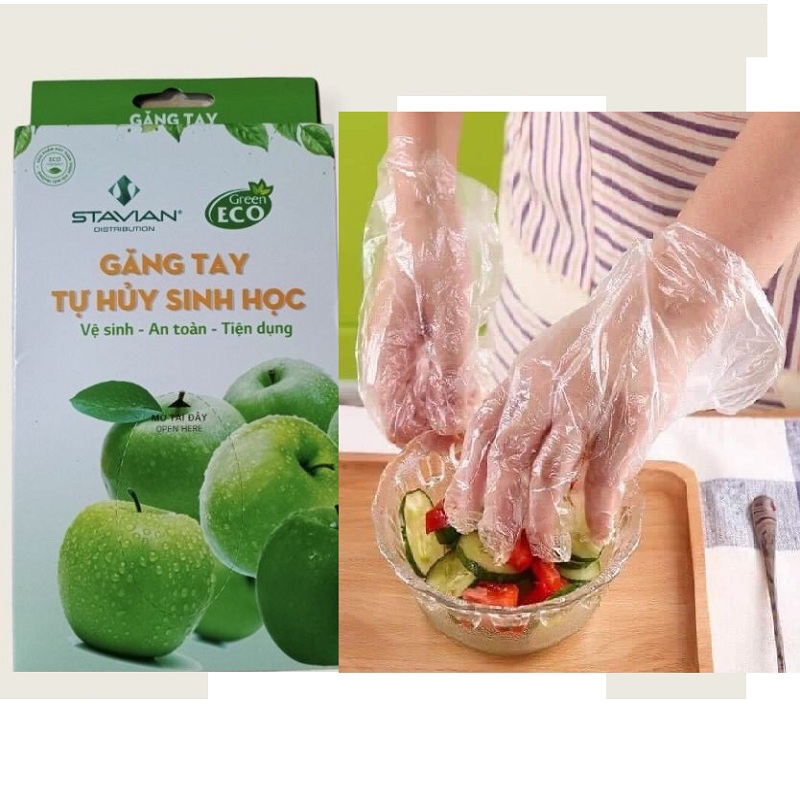 [ Freeship] Găng Tay Tự Hủy Sinh Học An Toàn Green Eco STAVIAN - Litano Hộp 100 Chiếc
