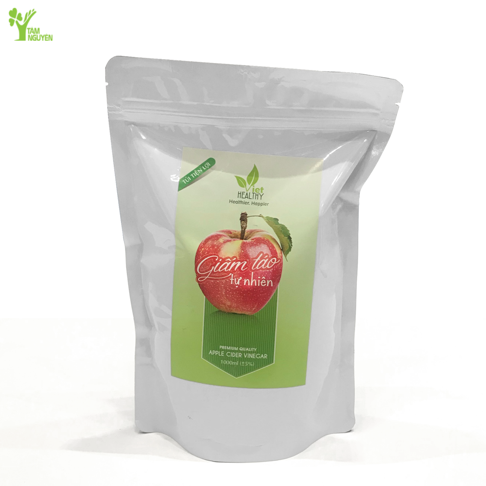 Giấm táo tinh khiết tự nhiên Viet Healthy 1 lít túi tiện lợi (Táo New Zealand)