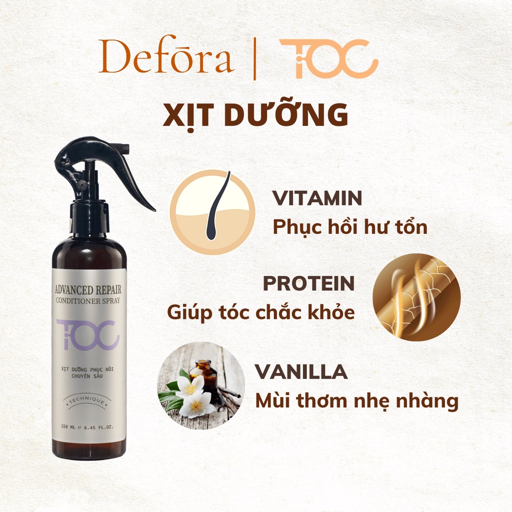 Xịt dưỡng phục hồi chuyên sâu TOC - 250ml - Advanced Repair – Conditioner Spray