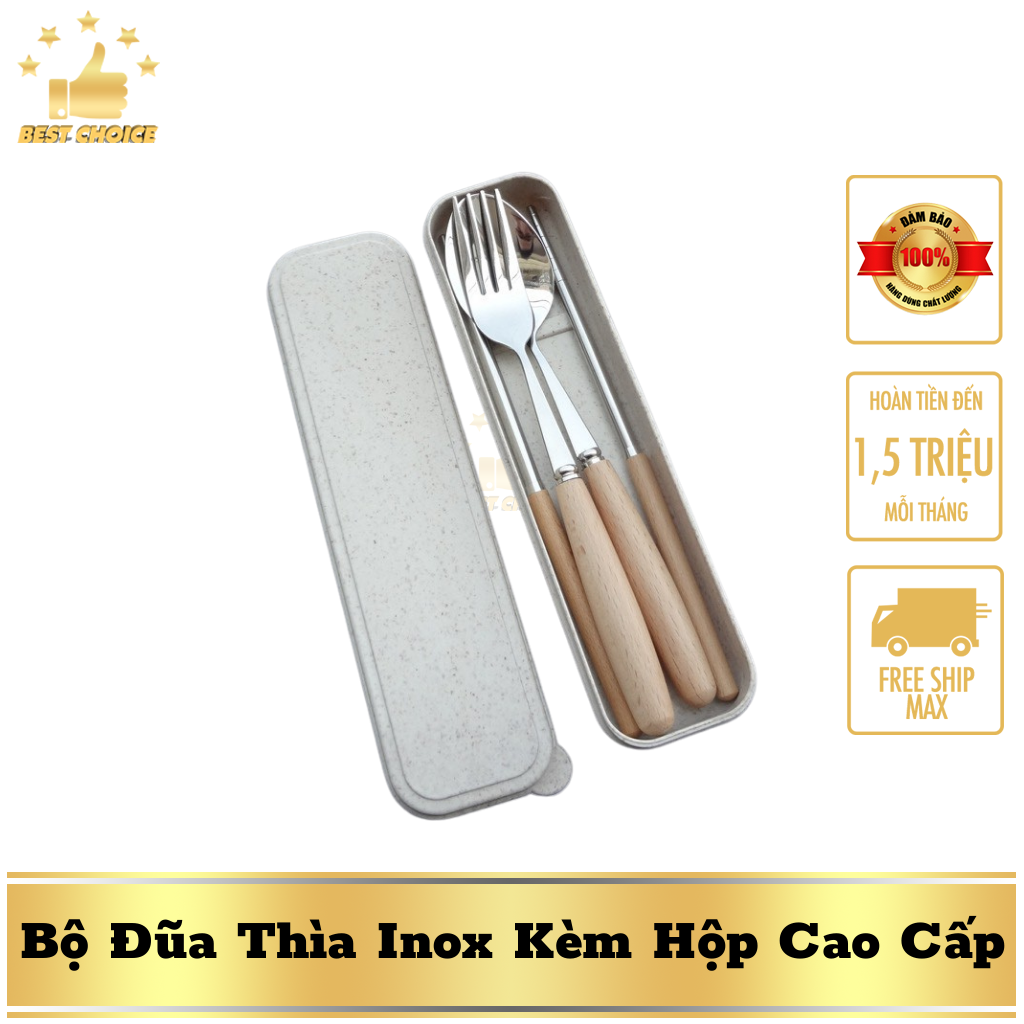 Bộ Thìa Đũa Nĩa Inox Chống Gỉ Thiết Kế Sang Trọng Tiện Lợi Mang Theo Đi Làm Đi Du Lịch, Bộ Muỗng Nĩa Chất Liệu An Toàn Vệ Sinh Cao Cấp