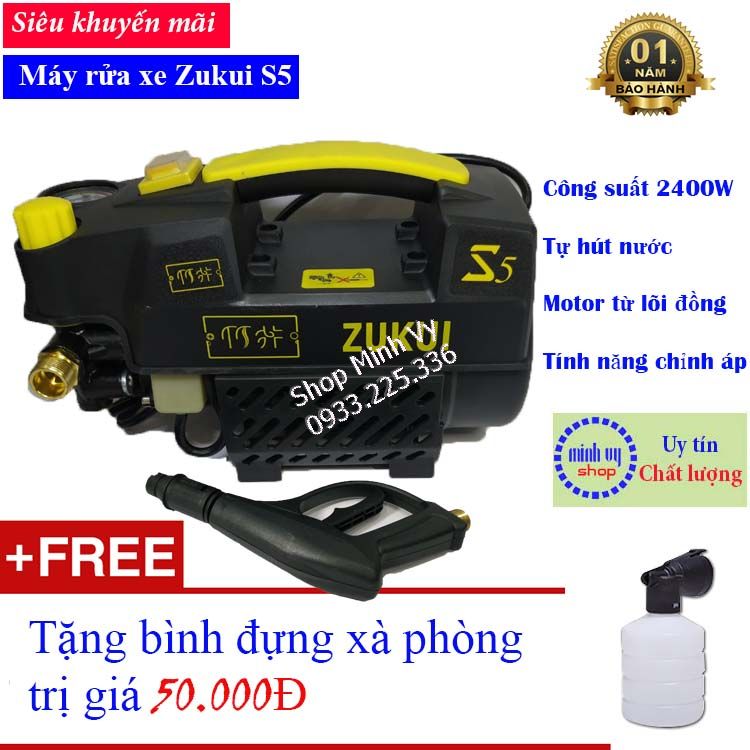 Máy rửa xe Zukui S5 -Osaka ZJ-RS3 - 2400W-BH 12 tháng-chỉnh áp lực-tặng kèm bình xà phòng - màu xanh