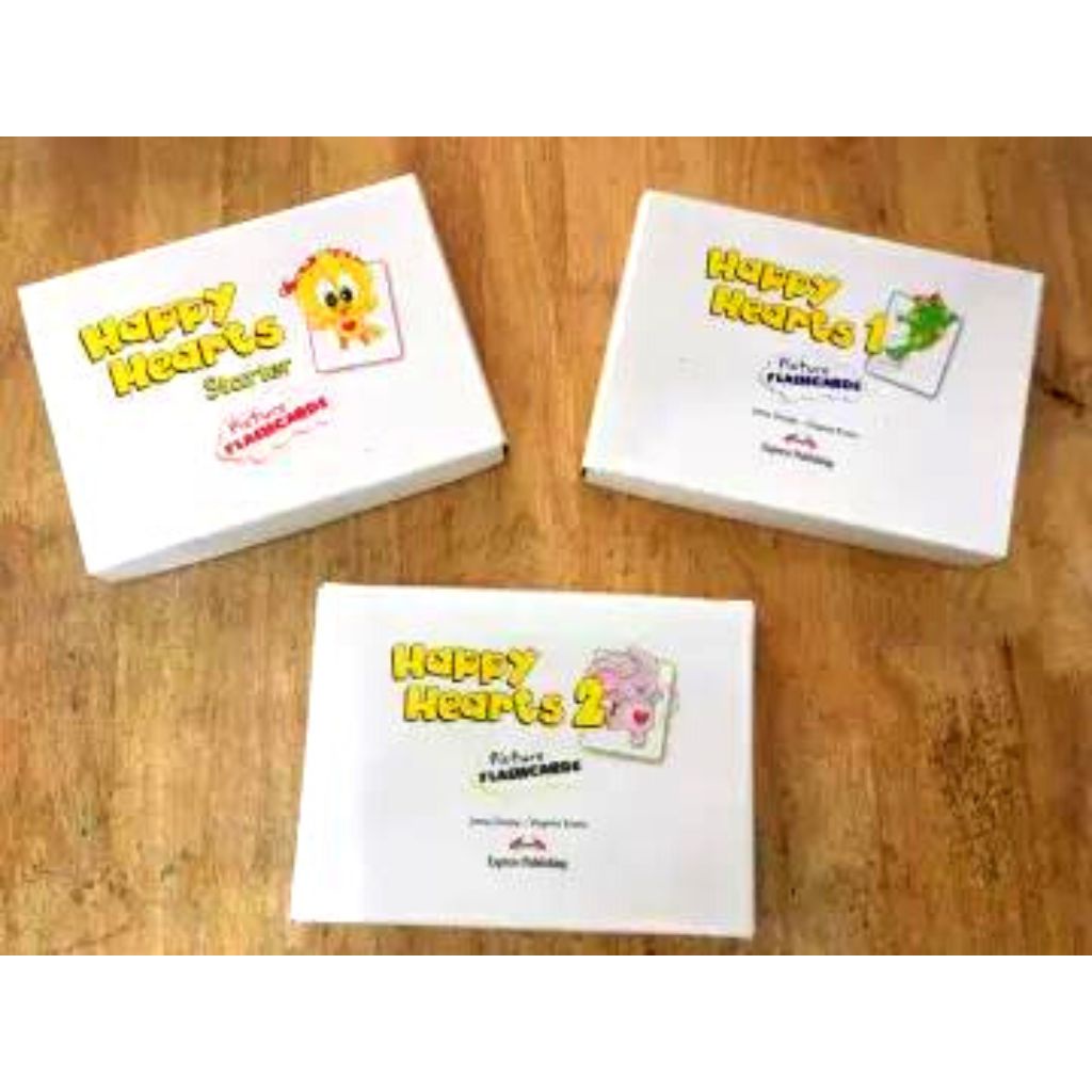 Thẻ học tiếng anh happy hearts 1,2,3 + flash card cho bé + 1995 books