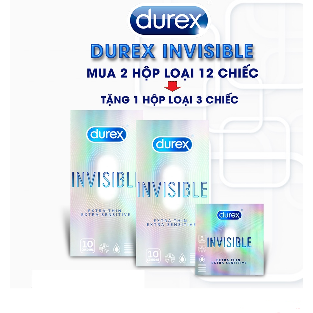 Mua 2 hộp bao cao su durex invisible hộp 10c + tặng hộp 3c - chính hãng 100%