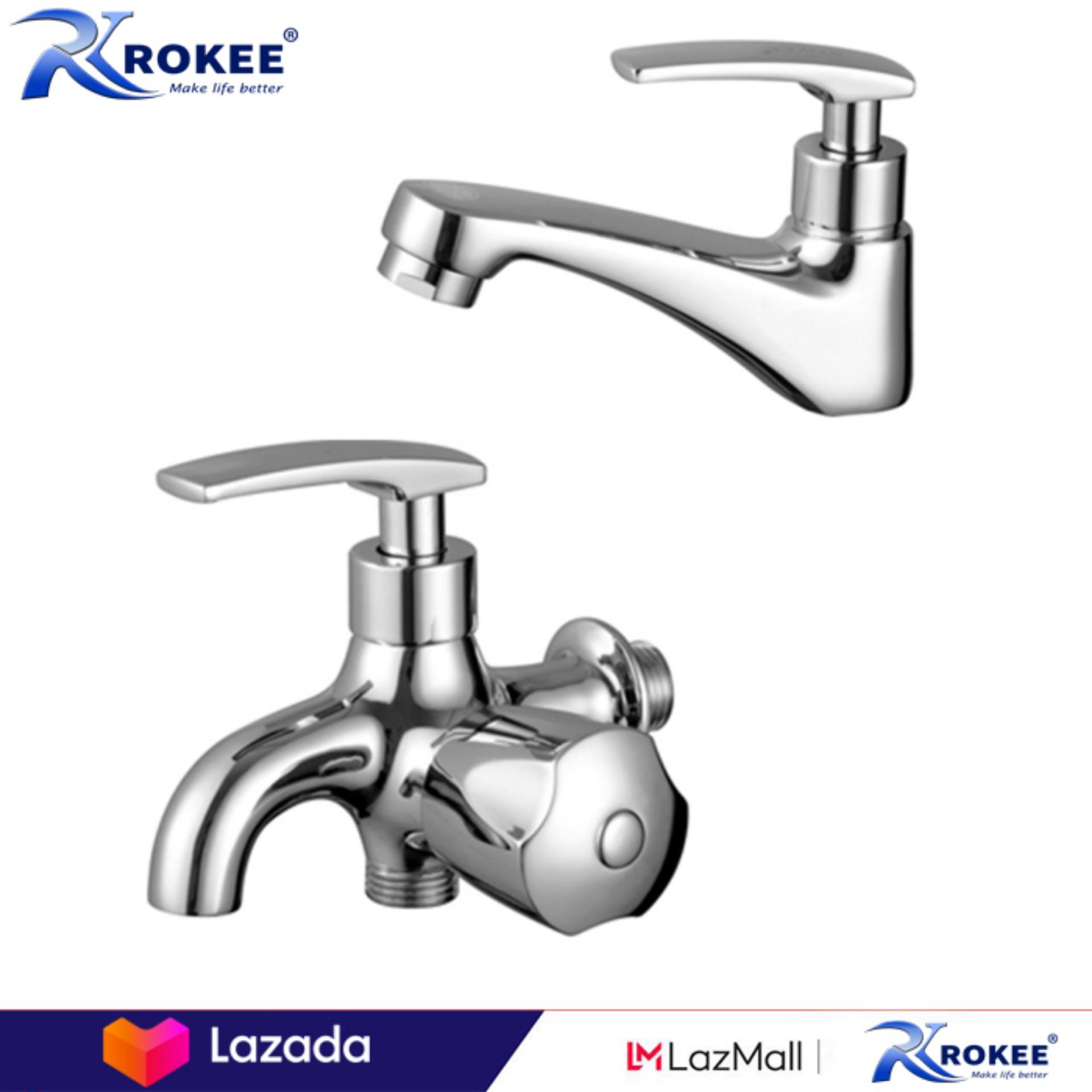 Bộ vòi lavabo lạnh + vòi sen lạnh rokee dl - 772s
