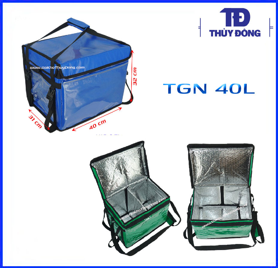 Túi giữ nhiệt giao hàng 40l thủy đông– vải nhựa chống thấm nước dành cho shipper giao trà sữa, bánh kem, bánh pizza,