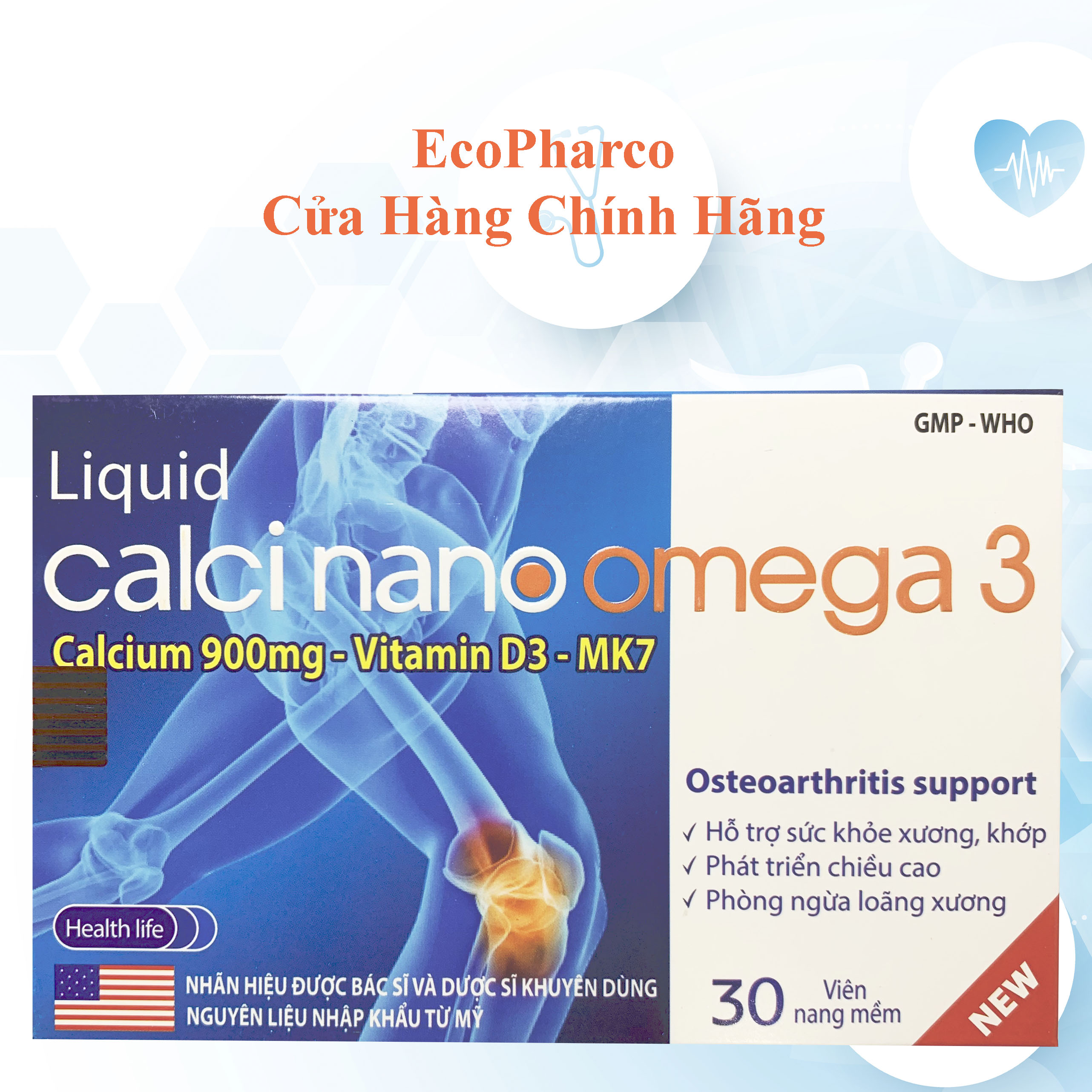[HCM]Calci Nano Omega 3 Hỗ trợ sức khoẻ xương khớp phát triển chiều cao ngừa loãng xương - Đỏ