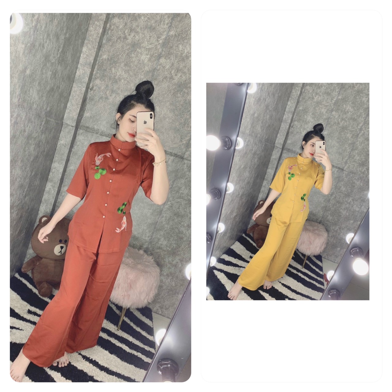 Mẫu đồ lam đi chùa cao cấp chất liệu vải lụa rất mát#mẫu cá ngọc