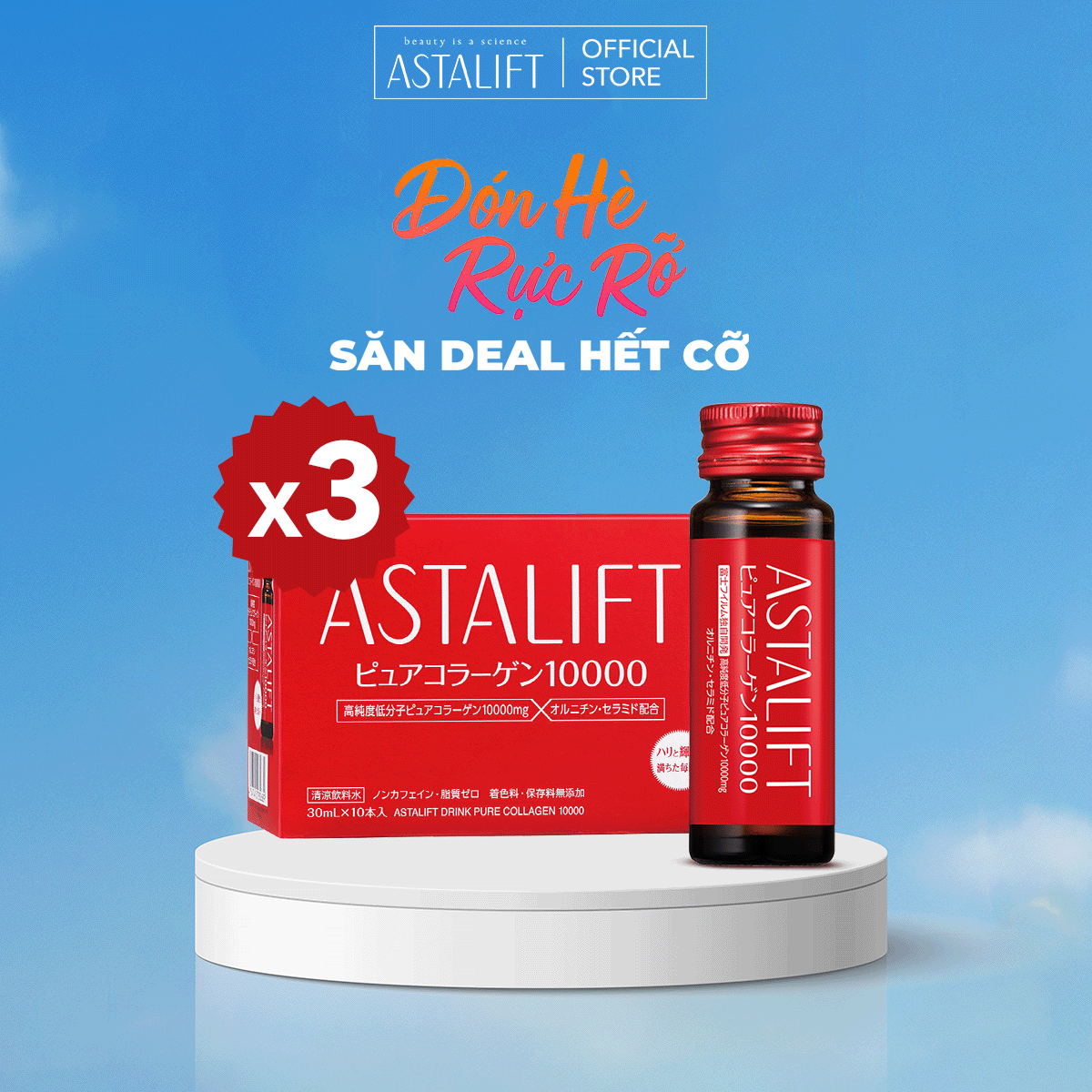 Combo 30 Chai Nước Uống Collagen ASTALIFT Drink Pure 10.000MG Giúp Da Mịn Mượt 30ml/Chai