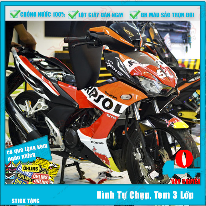 [HÌNH TỰ CHỤP] Tem Trùm Winner X Cá Mập 🚲 Decal Winner X 🚲 Tem Trùm Winner X Trắng Cam Đen Phiên Bản Repsol 🚲