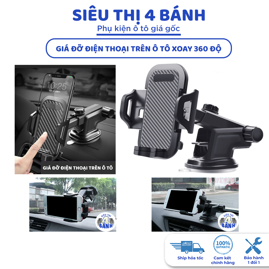Giá đỡ điện thoại trên ô tô hút chân không gắn trên taplo hoặc dán kính xoay 360 độ thông minh