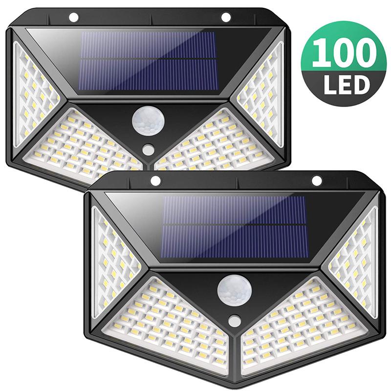Bộ 2 Đèn năng lượng mặt trời Solar 100 LED 3 chế độ sáng (Đen)