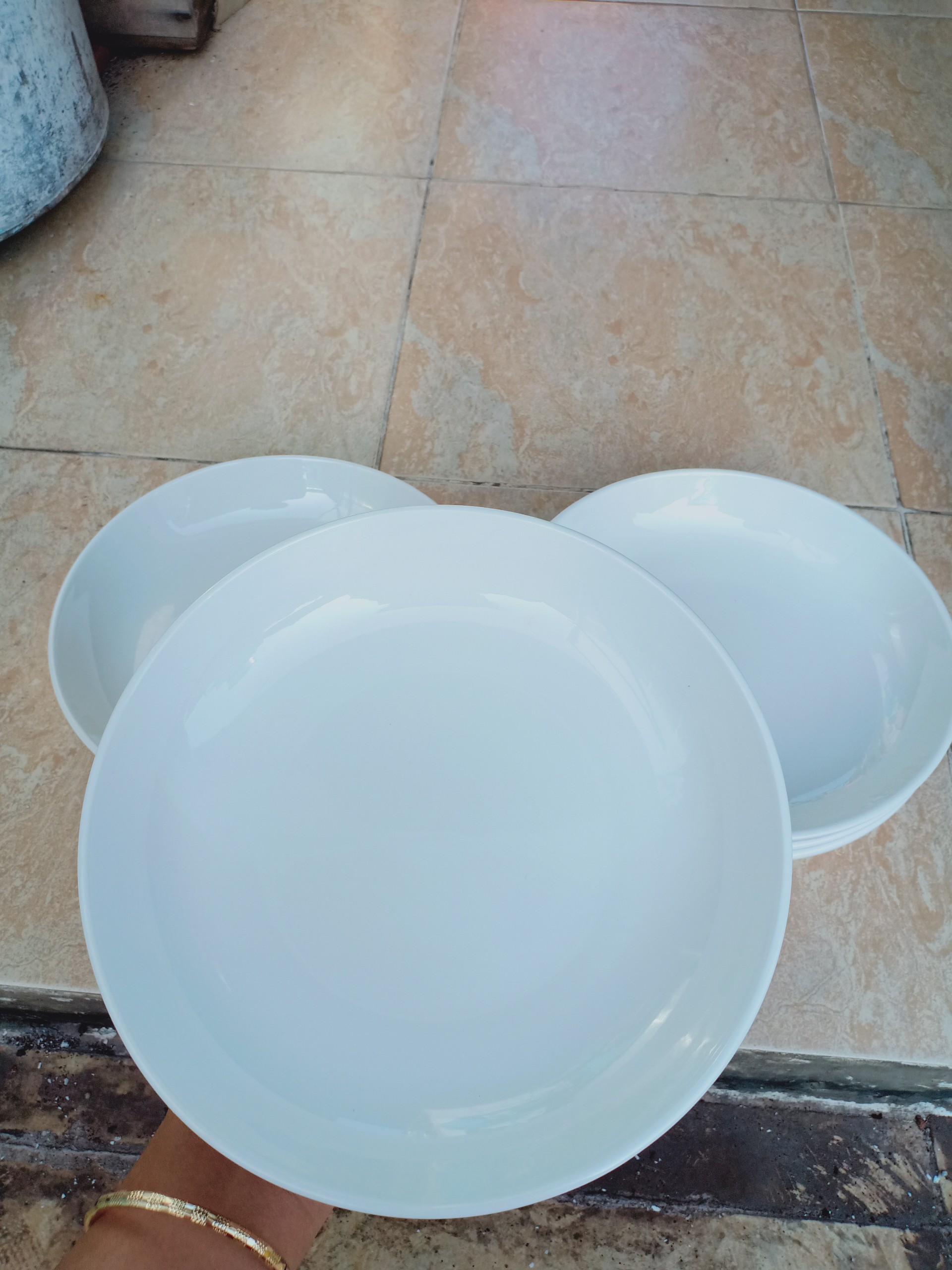 Combo 6 đĩa sứ cao cấp trắng tinh, dày dặn 20.5cm