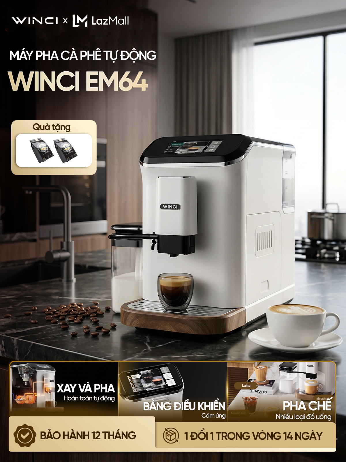 Winci Em Espresso Coffee Maker, Fully Automatic, Multi-Functional, 1-Year Warranty
