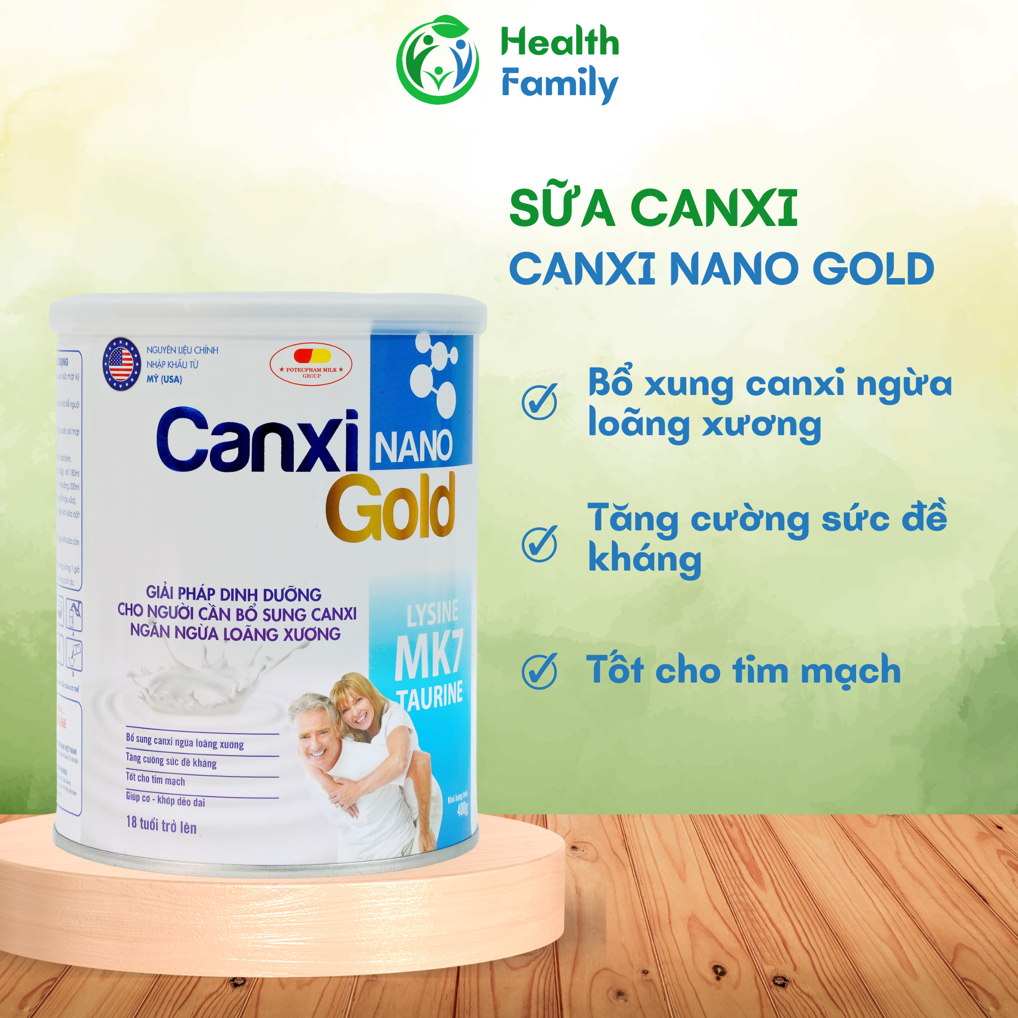 Sữa Bột Cho Người Lớn Sữa Cho Người Lớn Tuổi Bổ Sung CanXi Chính Hãng CanXi Nano Gold