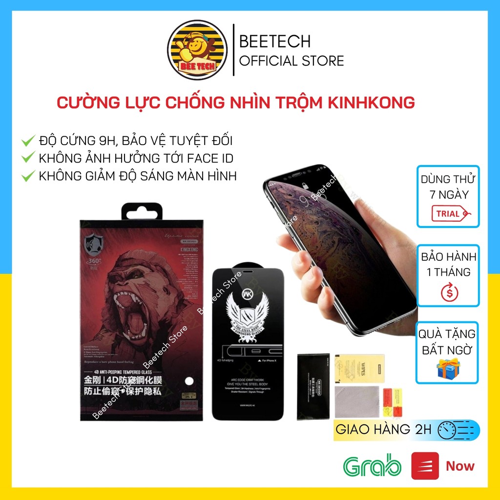 Cường lực iphone chống nhìn trộm, kính cường lực full màn Kingkong - Beetech