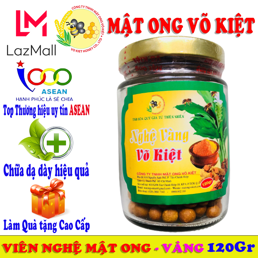 Viên nghệ mật ong Võ Kiệt 120gr , nghệ Vàng mật ong có tác dụng ngừa đau dạ dày, dễ tiêu hóa, giải độc gan, chống viêm khớp hiệu quả