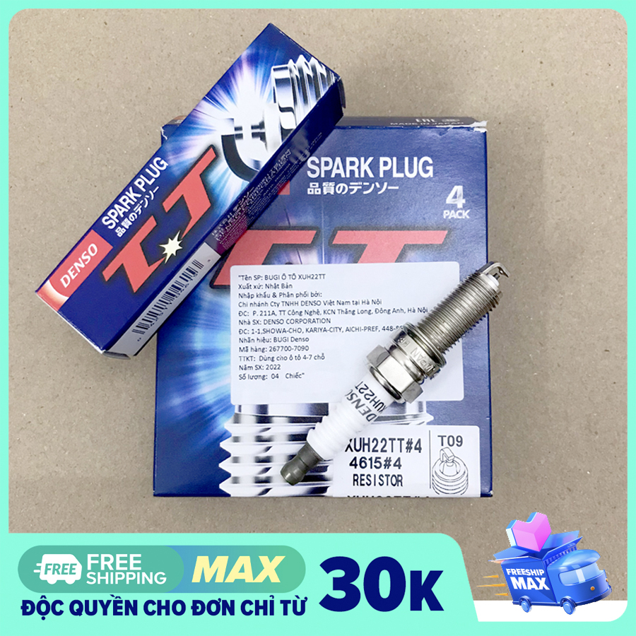 Bộ 4 bugi denso tt chính hãng mã xuh22tt . dùng cho kia, hyundai, honda đời cao