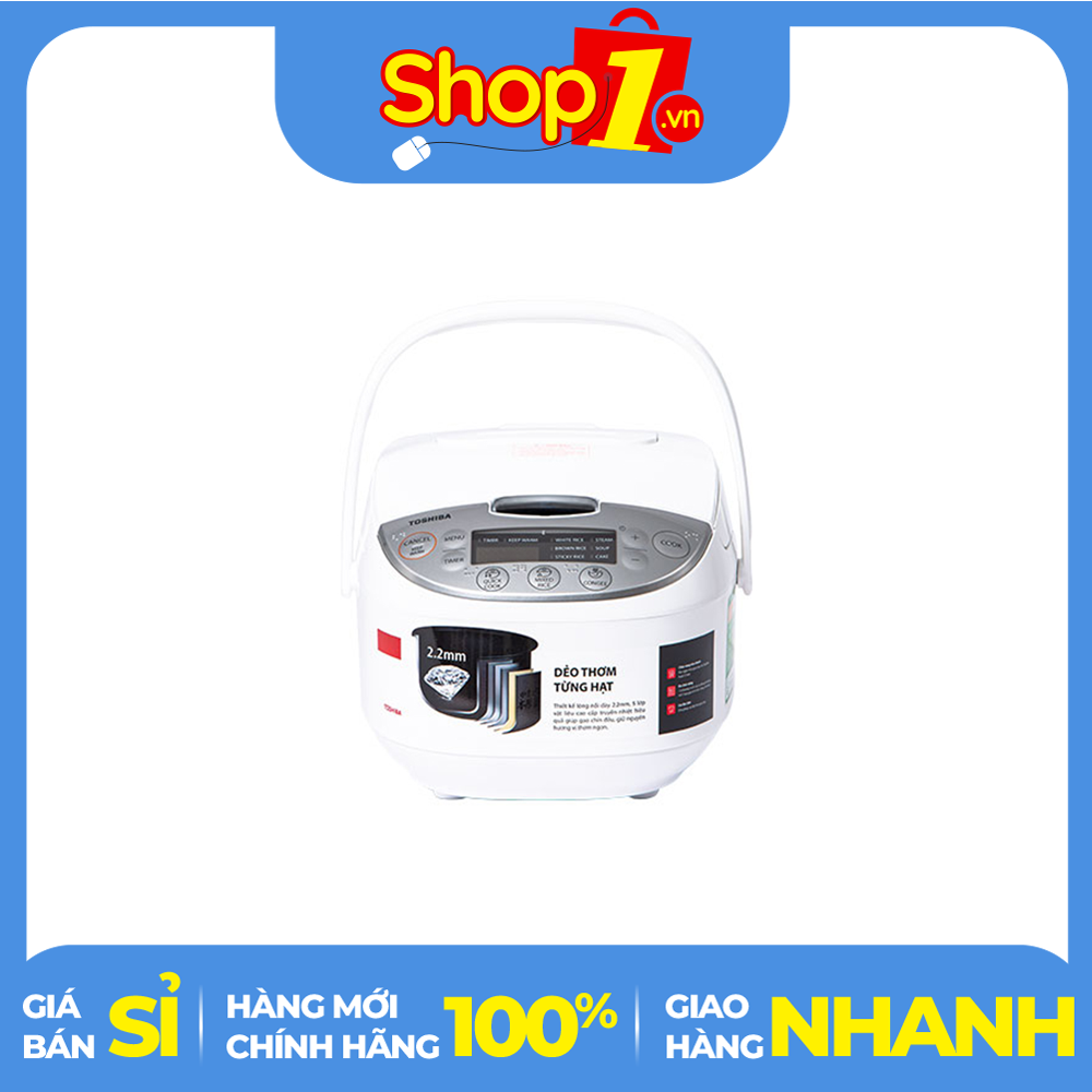 Nồi cơm điện tử toshiba 1 lít rc-10dh2pv - công suất 605 w công nghệ nấu 1d hẹn giờ nấu xong