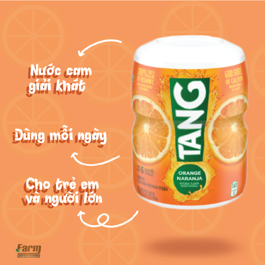 Bột pha nước cam Tang Orange Naranja của Kraft Foods Mỹ hộp 566gr