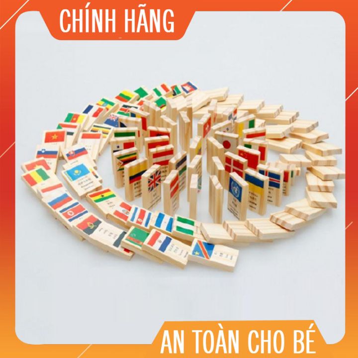 Bộ domino 100 cờ bằng gỗ 4 thứ tiếng hàn, trung quốc, nga,anh