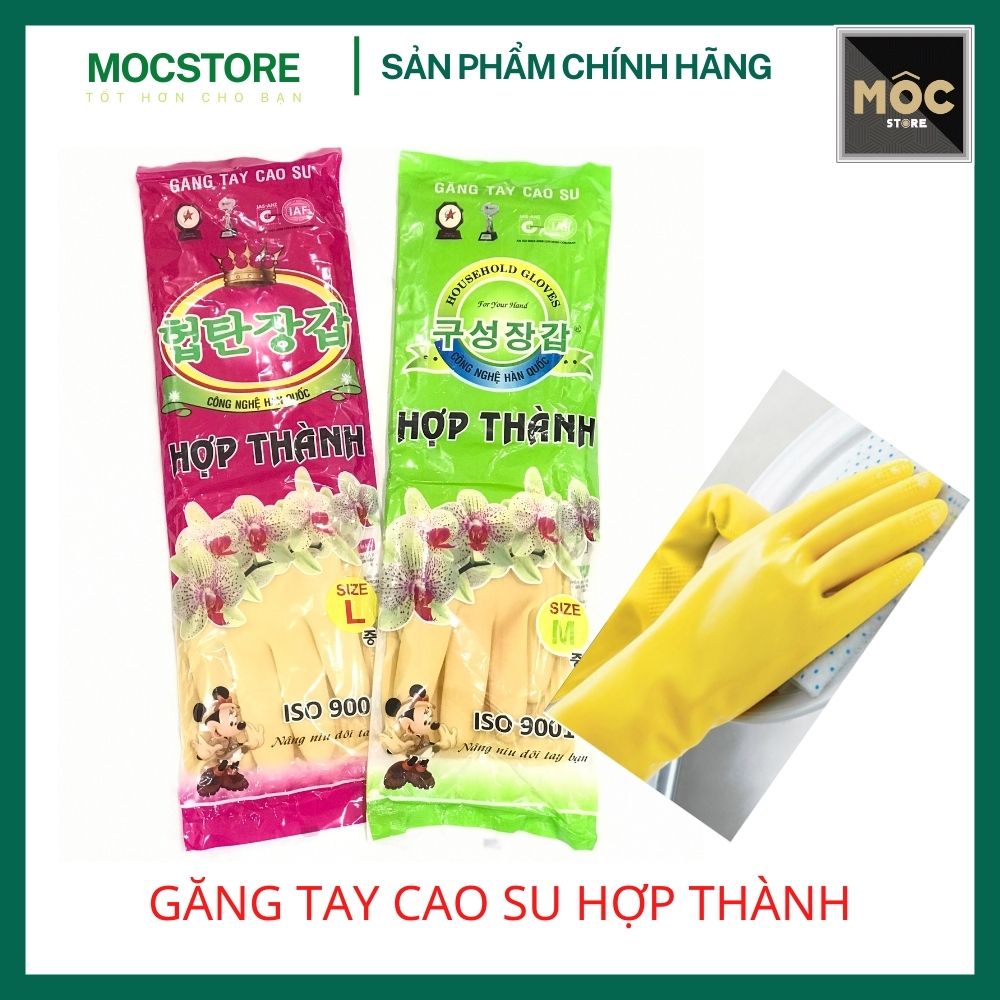 Đôi găng tay cao su thiên nhiên cao cấp chính hãng, công nghệ Hàn QUốc, SX tại Việt Nam chất lượng cao, an toàn, Rubber Household Gloves for your hand, bao tay cao su Hợp Thành siêu dai siêu bền