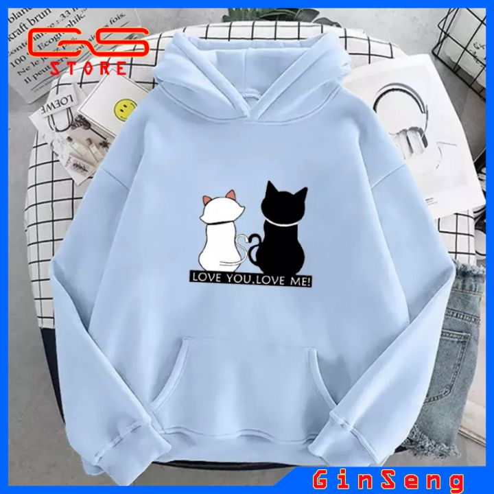 Áo hoodie nam nữ in mèo love you love me
