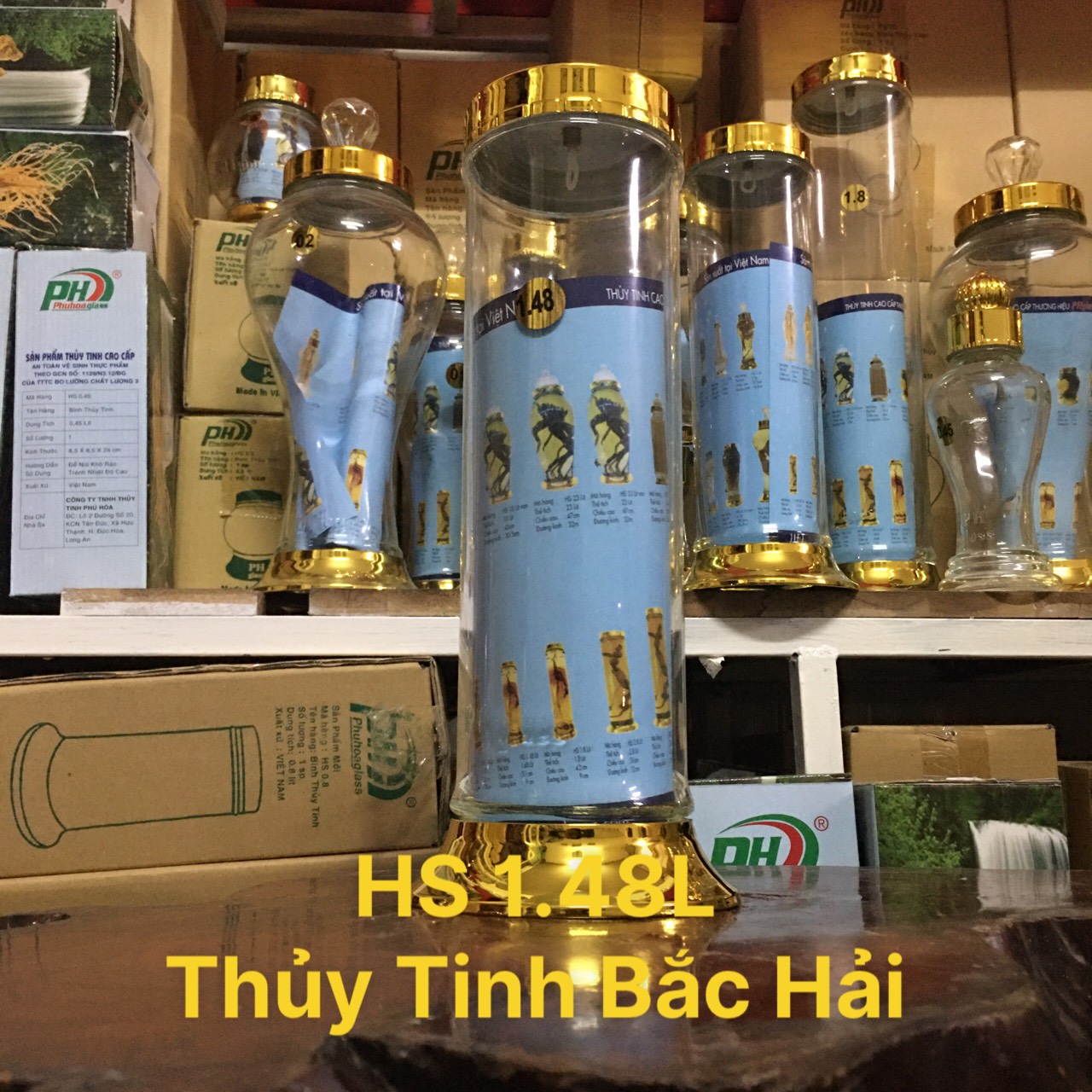 [HCM]BÌNH THỦY TINH VÀ HŨ THỦY TINH NGÂM RƯỢU HS1.48L- THỦY TINH BẮC HẢI