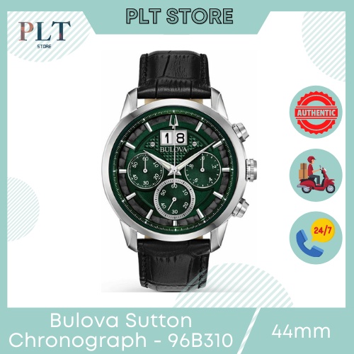 Đồng hồ nam Bulova Sutton Chronograph 96B310 dây da đen, mặt xanh Size 44mm Full Box