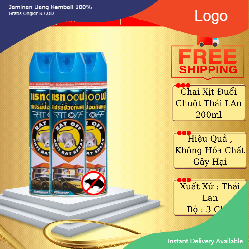 Bộ combo 3 chai xịt đuổi chuột rat off - anti rat spray thái lan 200ml