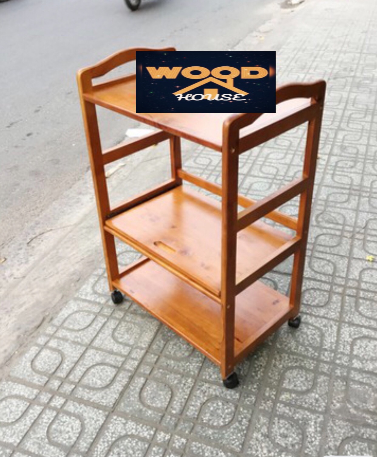Kệ đựng lò vi sóng đa dụng 3 tầng gỗ tự nhiên woodhouse