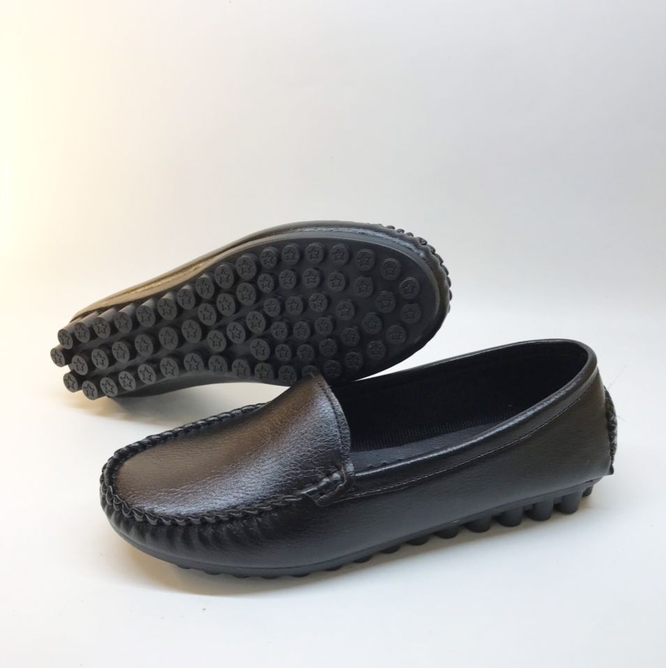 Giày lười nữ mọi slip on da mềm đế bệt mũi tròn siêu đẹp
