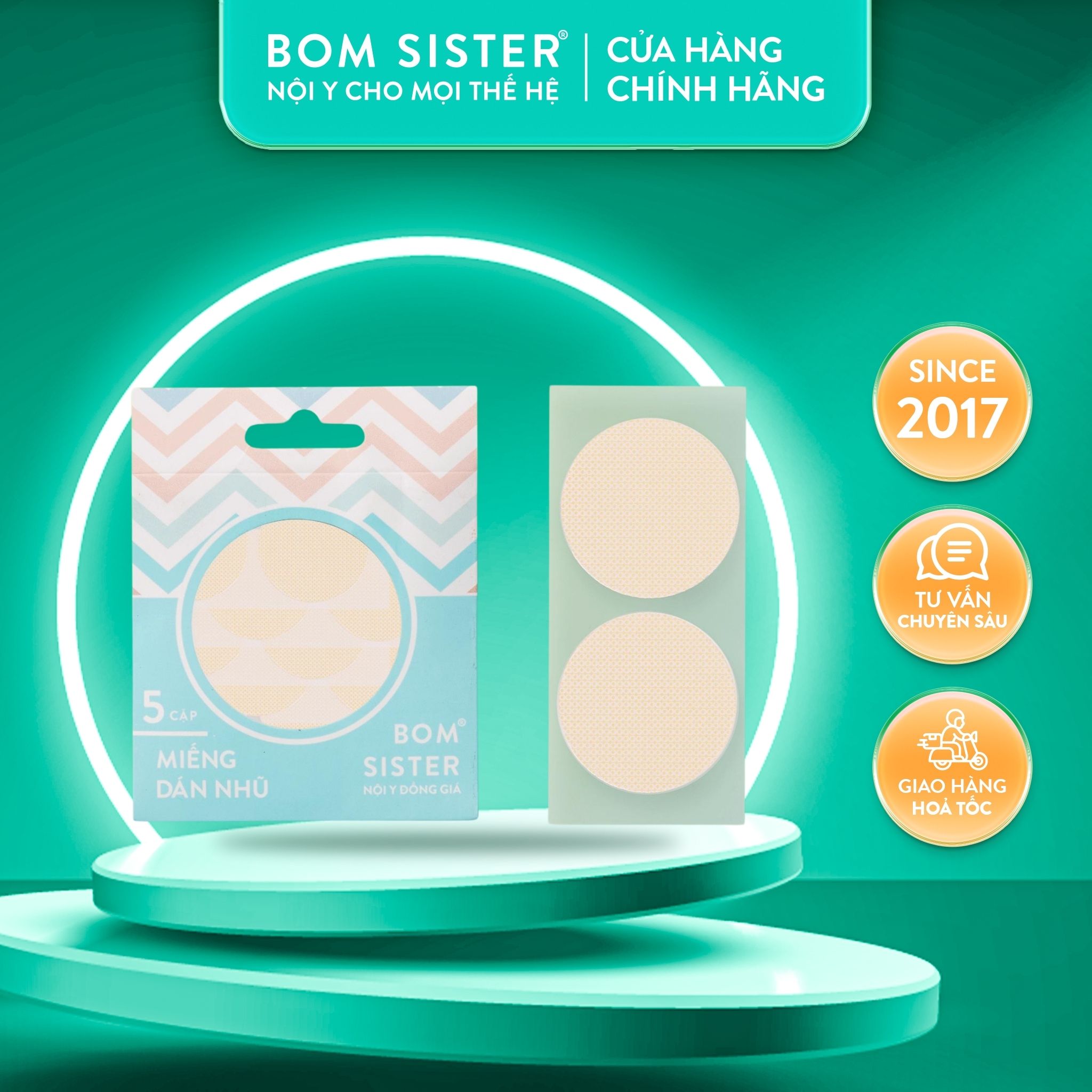 5 cặp dán nhũ vải trơn mỏng cho nam BOM SISTER D018