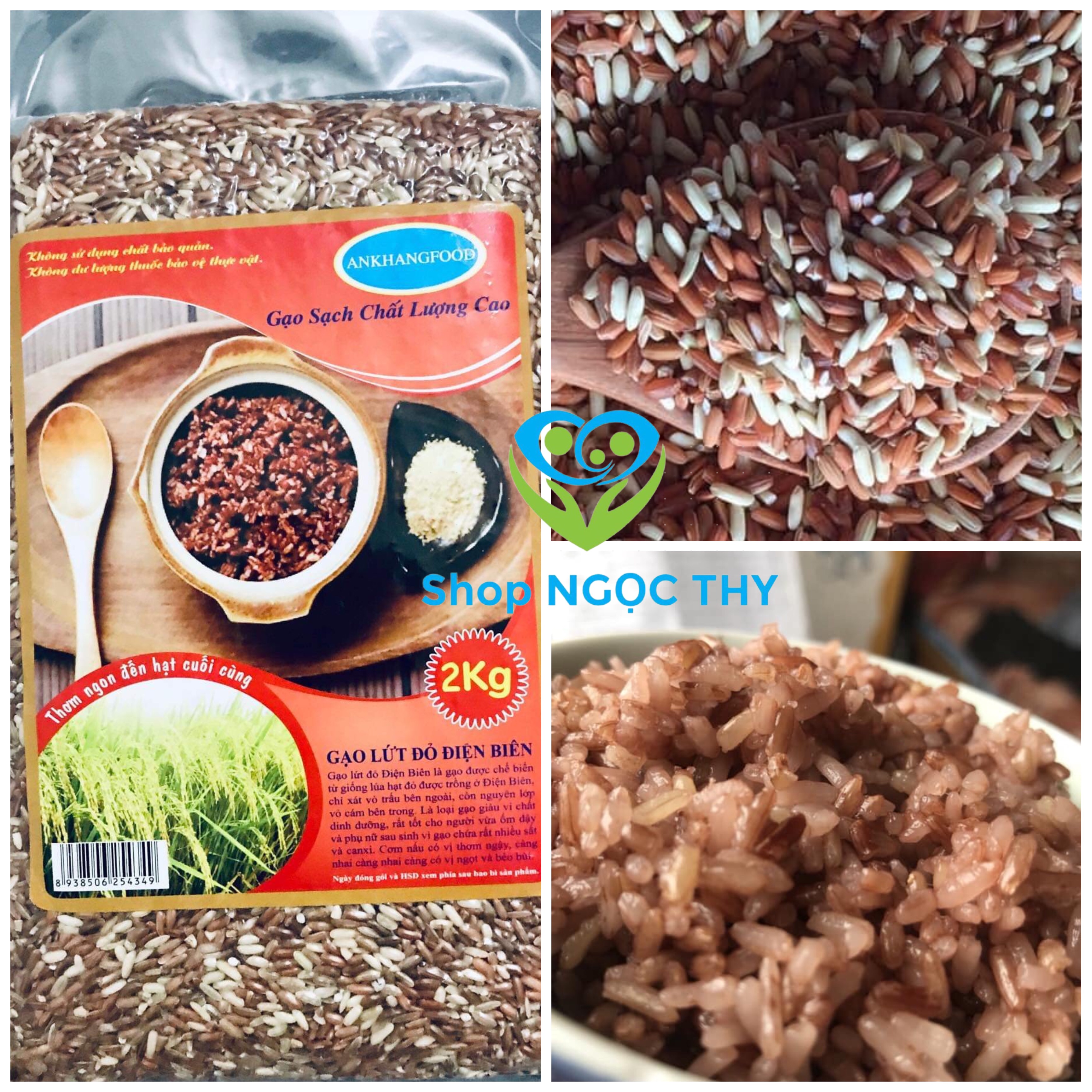   HCM Gạo lứt đỏ Điện Biên An Khang Food 2kg gói gạo lức dẻo 