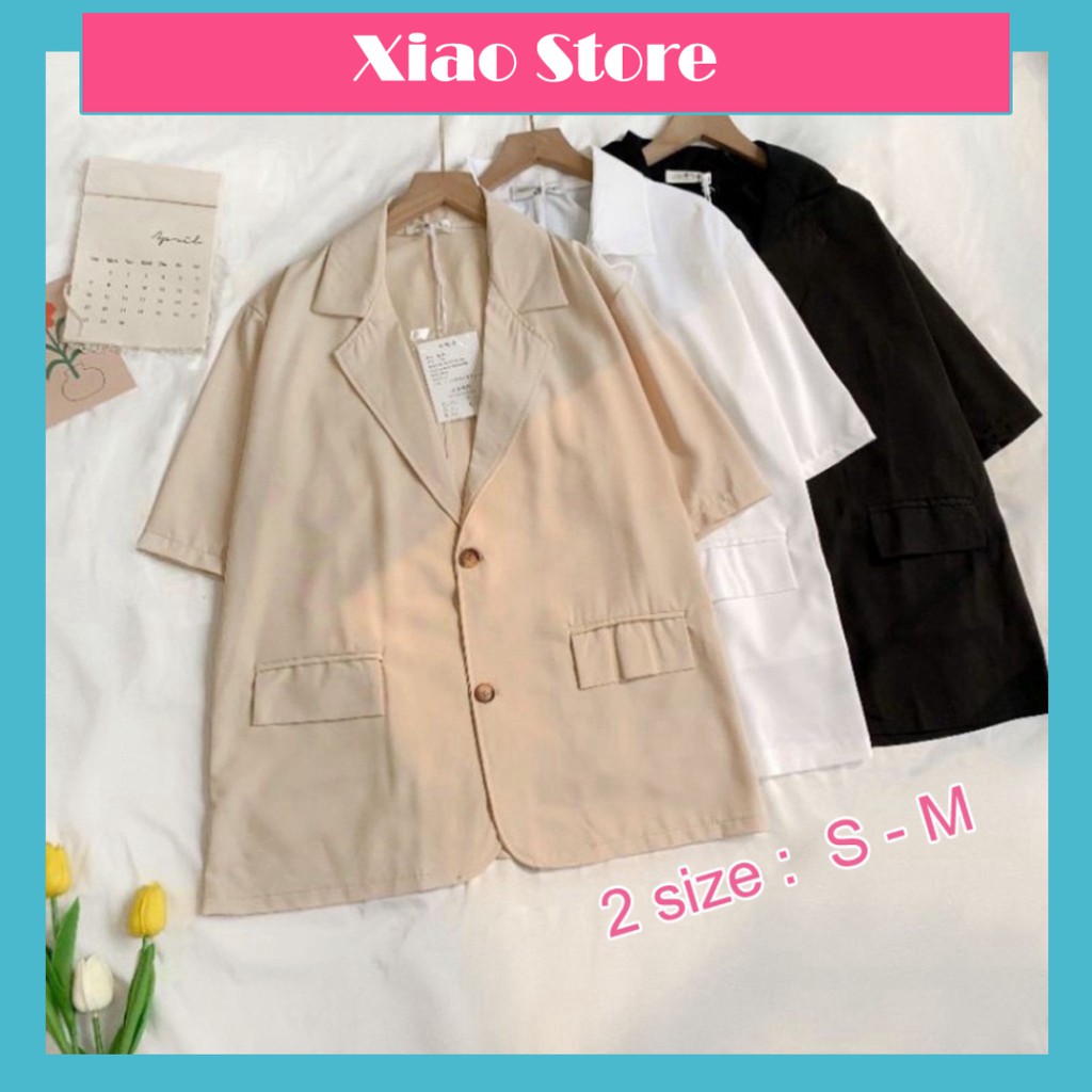 Áo blazer nữ cộc tay, áo vest nữ chất mát dáng rộng 3 màu xinh xắn -Áo Blazer - Vest Cộc Tay Dáng Rộng Chất Mát ảnh thật