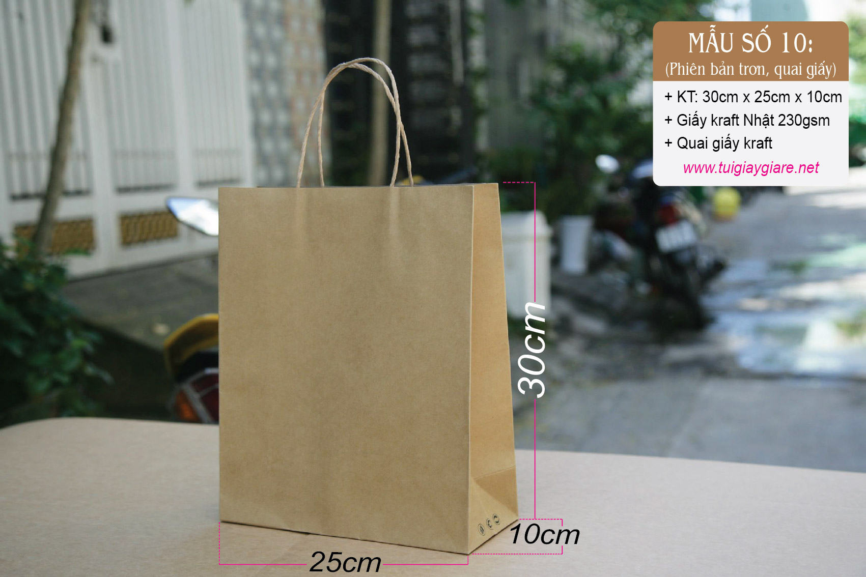 25 cái Túi số 10 - Túi giấy Kraft size A4 đựng quần áo thời trang túi xách quà tặng giày dép