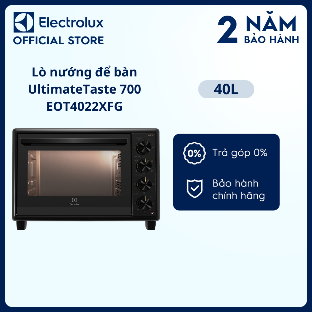 Lò nướng để bàn Electrolux UltimateTaste 700 40L - EOT4022XFG - Nướng đa dạng các món ăn, tốt cho sức khỏe, chức năng hẹn giờ