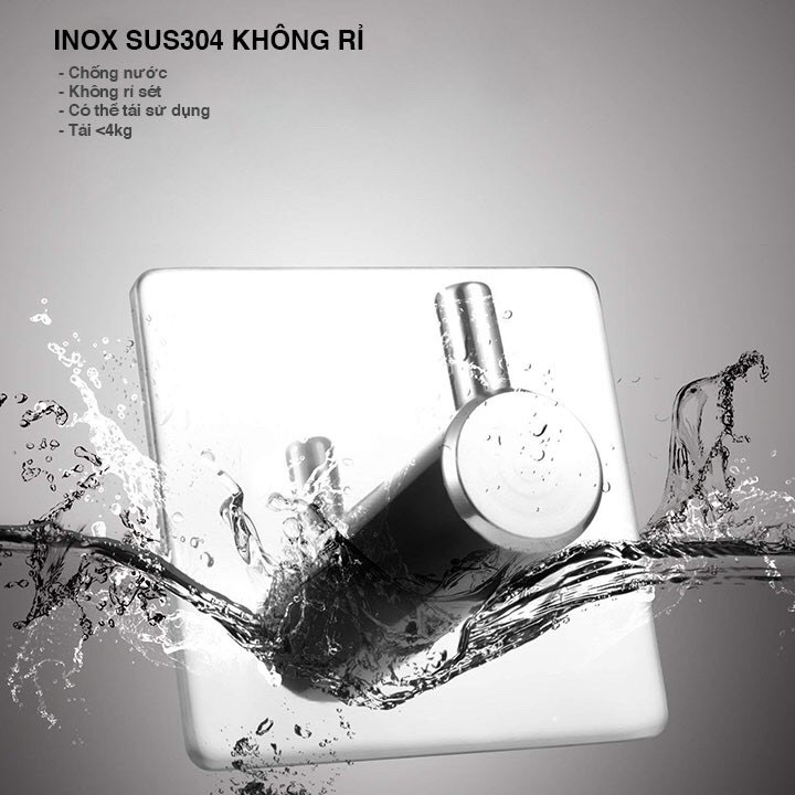 Móc treo đồ INOX SUS304 dính tường sự dụng keo 3M siêu dính, Móc treo khăn tắm, treo đồ nhà bếp, quần áo đồ gia đình - Bảo Hành 12 Tháng