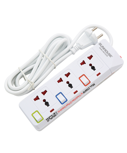 Ổ cắm điện 3 ổ cắm ape-oc2-3r - dây dài 2.5m 2500w
